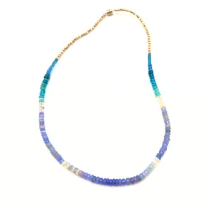 Fire Opal Necklace in Violet Ombre - 15"