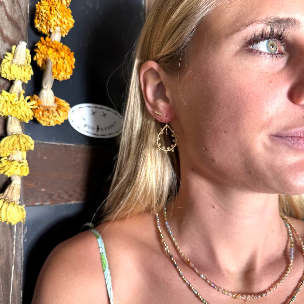 Gold Teardrop Earrings in Zircon Cube-Cut, Small