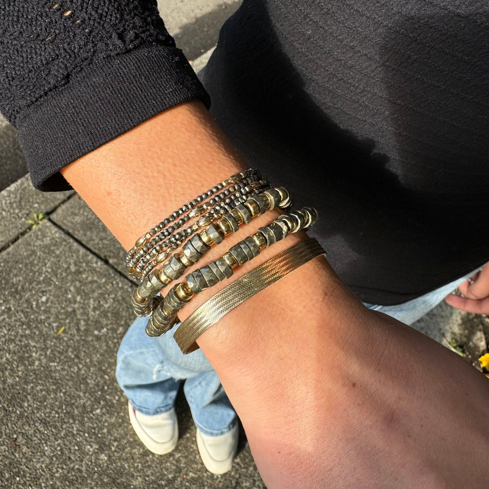 Natural Pyrite + Gold Wrap Bracelet or Choker