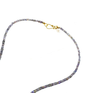 Cornflower Blue Sapphire + Diamond Rondelle Necklace - 16"