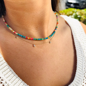 Rainbow Opal + Zircon Necklace -18”