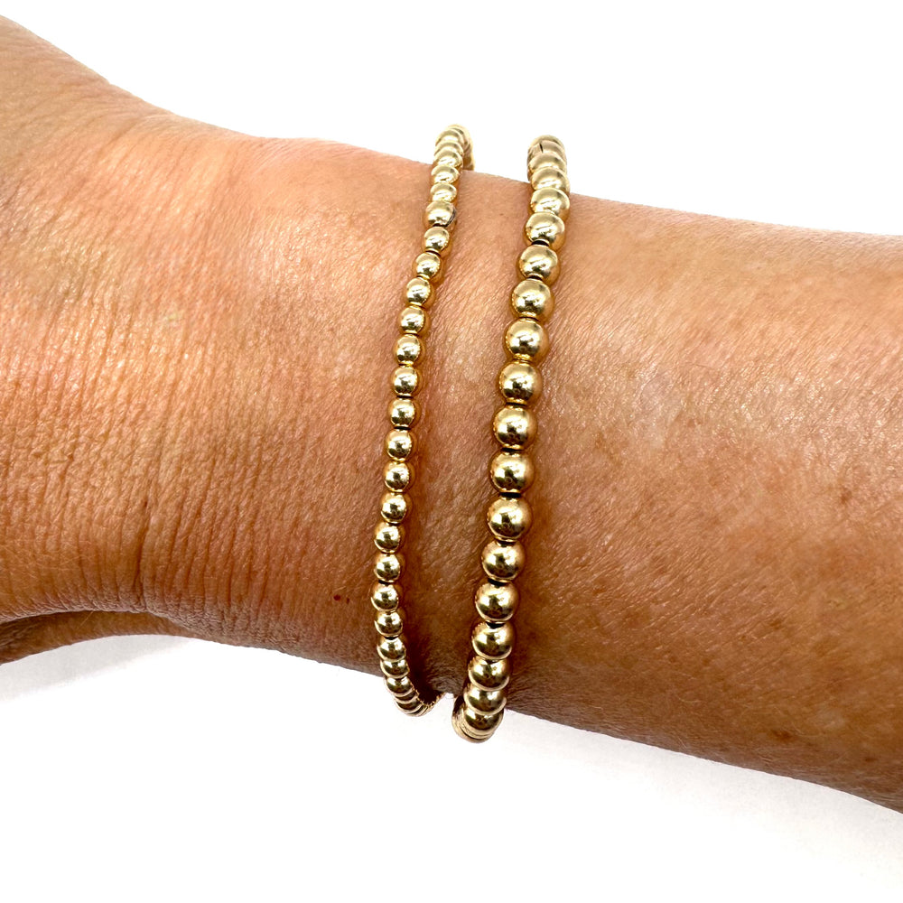 Gold Beaded Stretch Bracelet - 3 mm - Single