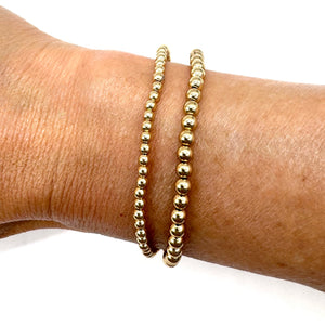 Gold Beaded Stretch Bracelet - 3 mm - Single