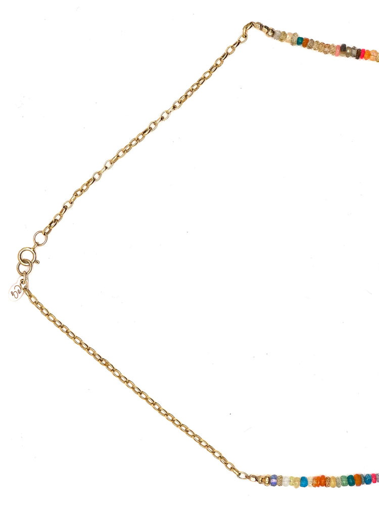 Rainbow Opal + Zircon Necklace -18”