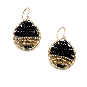 Gold Teardrop Earrings Black + Gold, Small