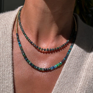 AAA+ Black Opal Heishi Necklace - 15.5"