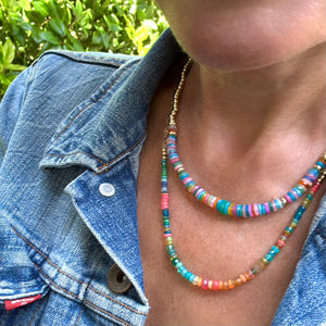 Rainbow Opals + Gold Filled Chain Necklace - 18.75”
