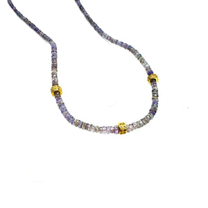 Cornflower Blue Sapphire + Diamond Rondelle Necklace - 16"