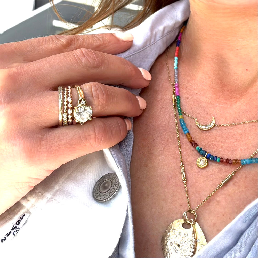 Rainbow + Pave Diamond Pendant Necklaces