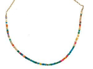 Rainbow Opal + Zircon Necklace -18”