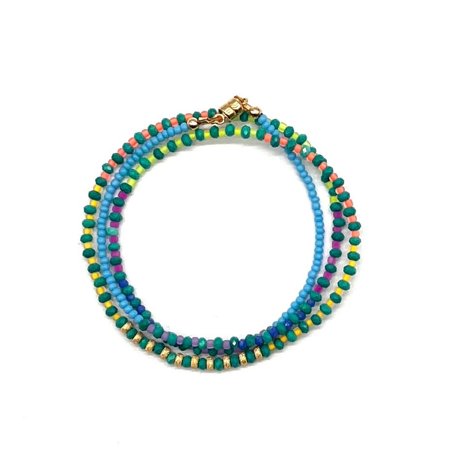 Triple Wrap Bracelet - Turquoise Multi