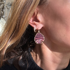 Gold Teardrop Earrings in Raspberry, Petite-Medium