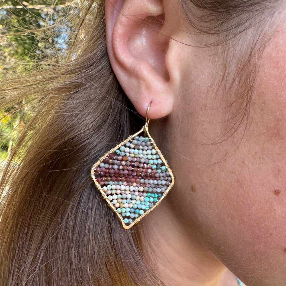 Gold Diamond Shape Earrings in Hydra