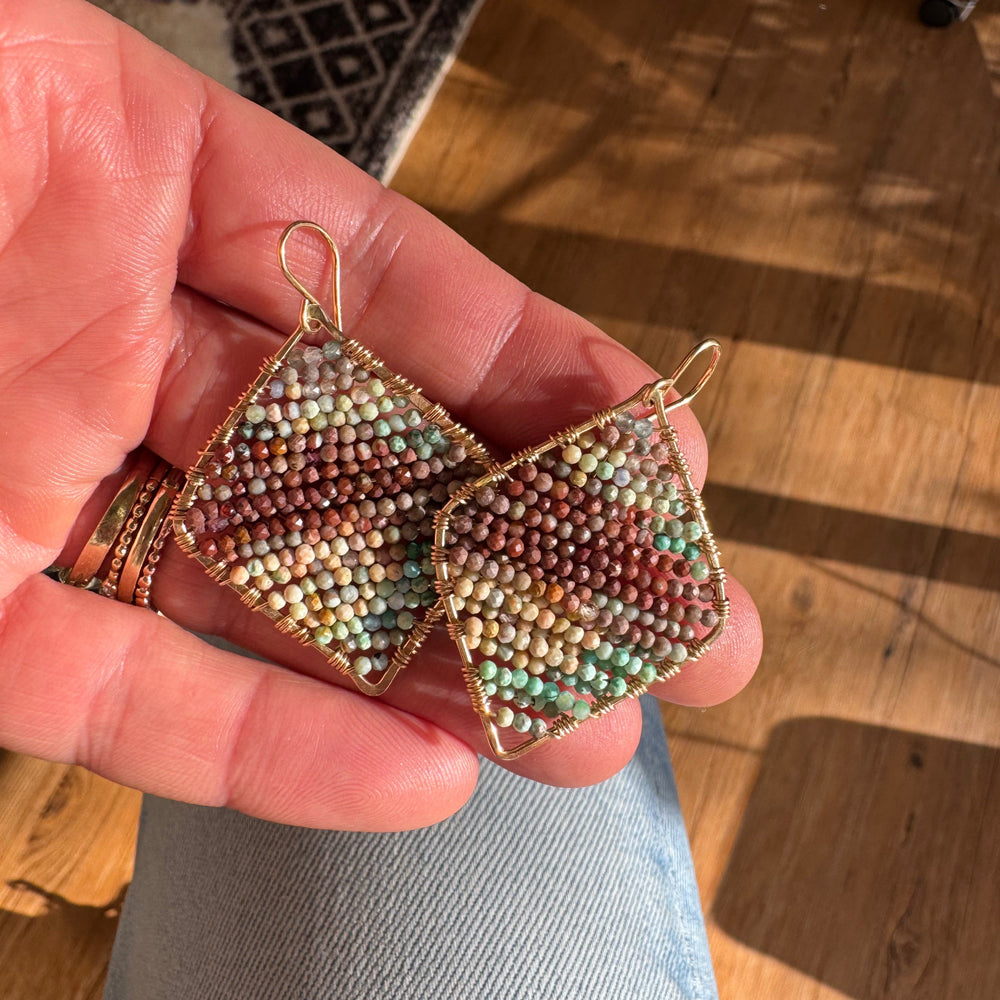 Gold Diamond Shape Earrings in Hydra