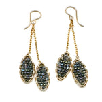 Gold Marquise Double Dangle Earrings in Evergreen