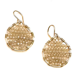 Gold Teardrop Earrings in Sea Salt, Small