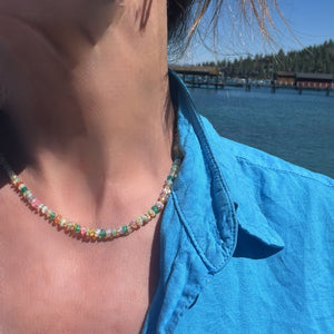 Multicolor Opal Knotted Necklace - 16"