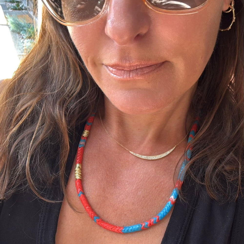 Chunky Vertebrae  Bead + Gold Necklace, 21- 23"