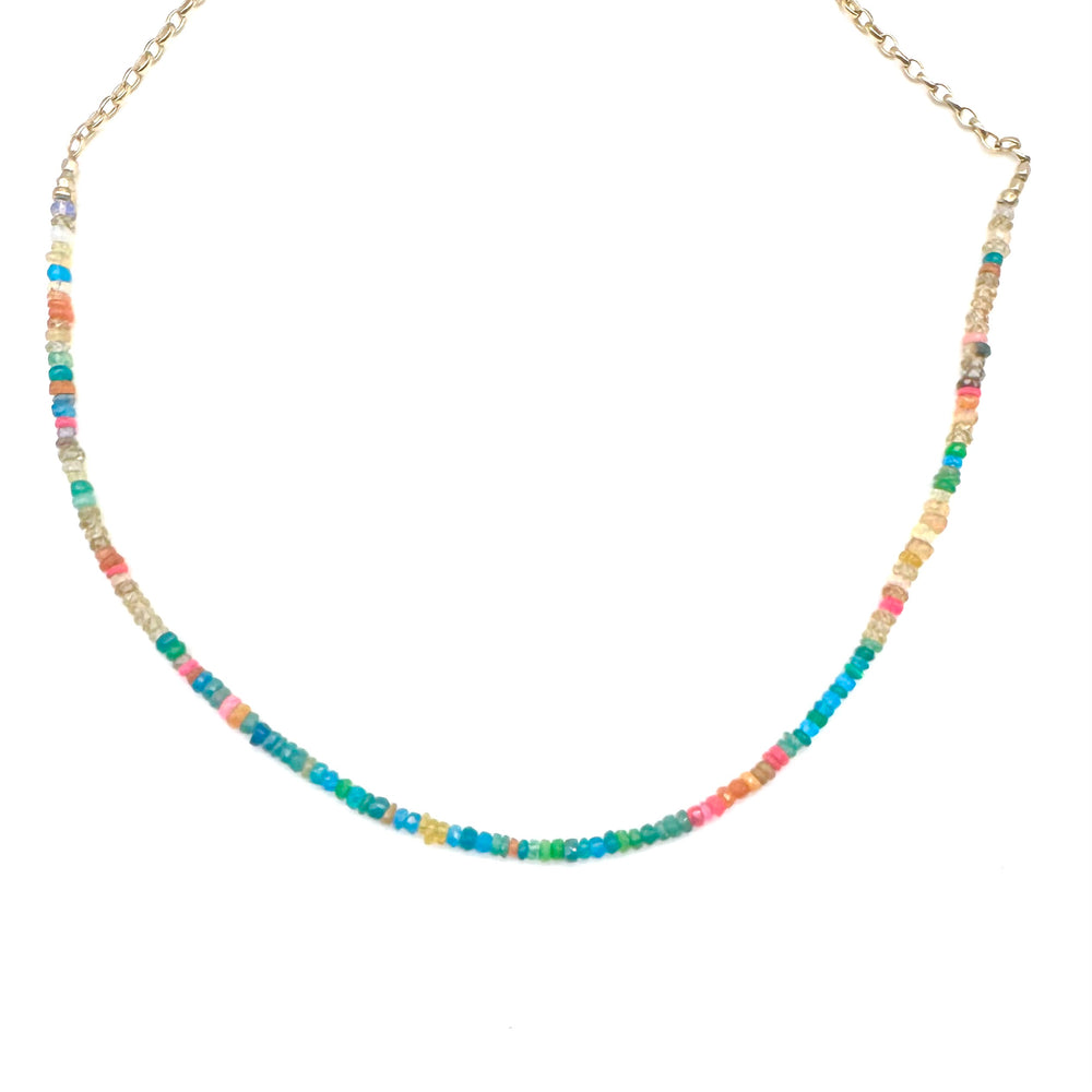 Rainbow Opal + Zircon Necklace -18”