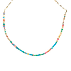 Rainbow Opal + Zircon Necklace -18”