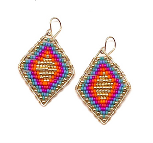 Gold Diamond Shape Earrings in Aguas Calientes, Medium