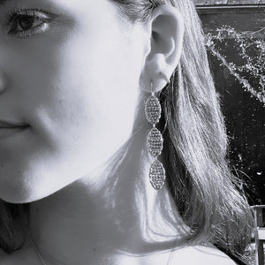 Gold Triple Marquise Dangling Earrings in Midnight