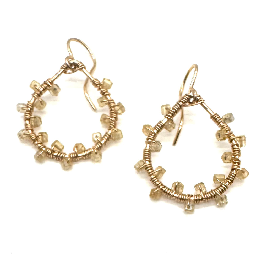 Gold Teardrop Earrings in Zircon Cube-Cut, Small
