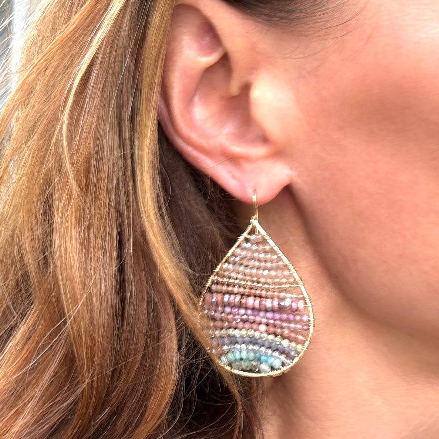 Gold Teardrop Earrings in Tropea, Medium