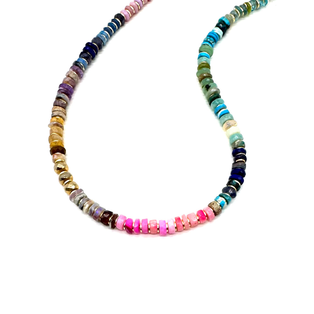 Multi-Colored Heishi Stone Necklace - 17"