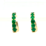 14K Gold + Emerald Huggies - 12mm