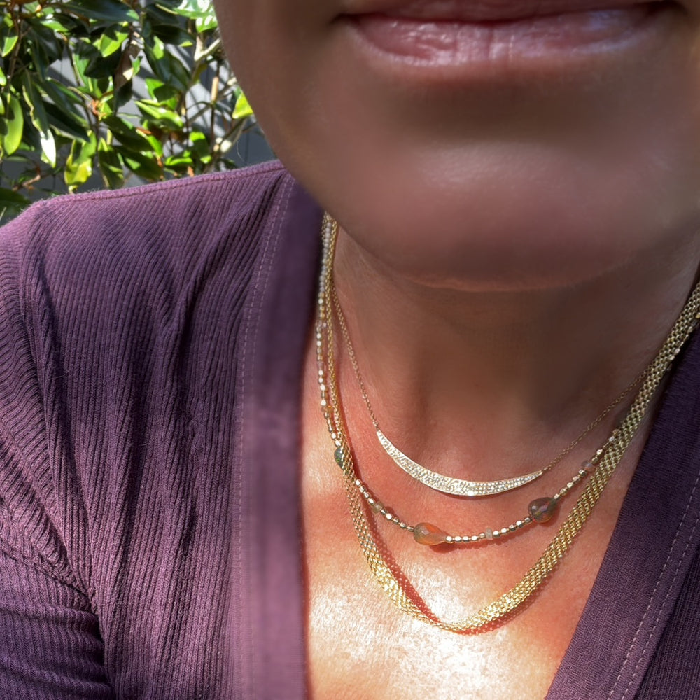 Grey Fire Opal Teardrop Necklace - 16"