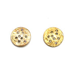 14K Gold Button + Diamond Earring