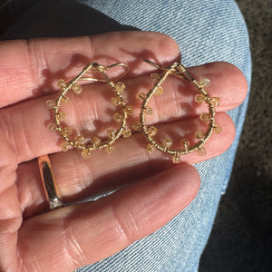 Gold Teardrop Earrings in Zircon Cube-Cut, Small
