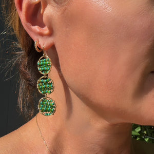 Trio of Gold Circles with Green + Turquoise