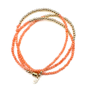 Triple Wrap Bracelet - Coral