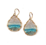 Gold Teardrop Earrings in Ocean Blue, Small