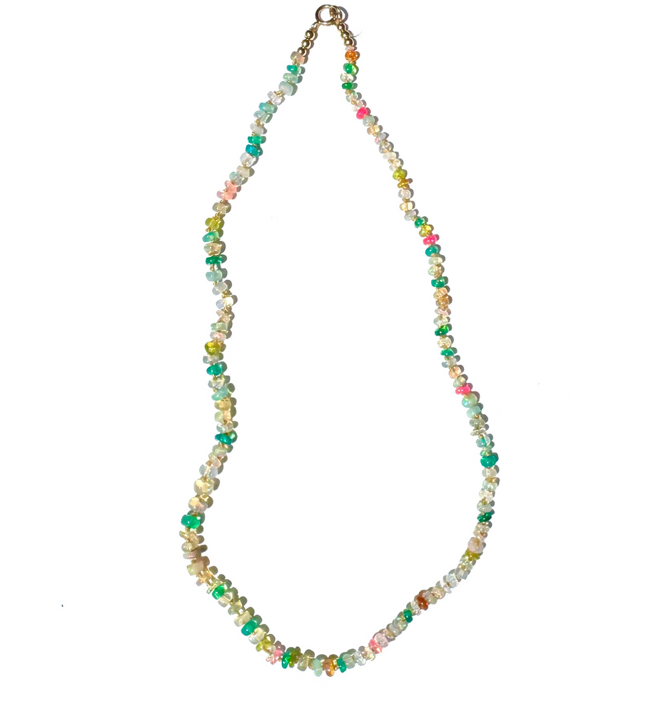 Multicolor Opal Knotted Necklace - 16"