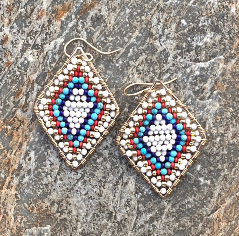 Gold Diamond Shape Earrings in Montauk, Medium