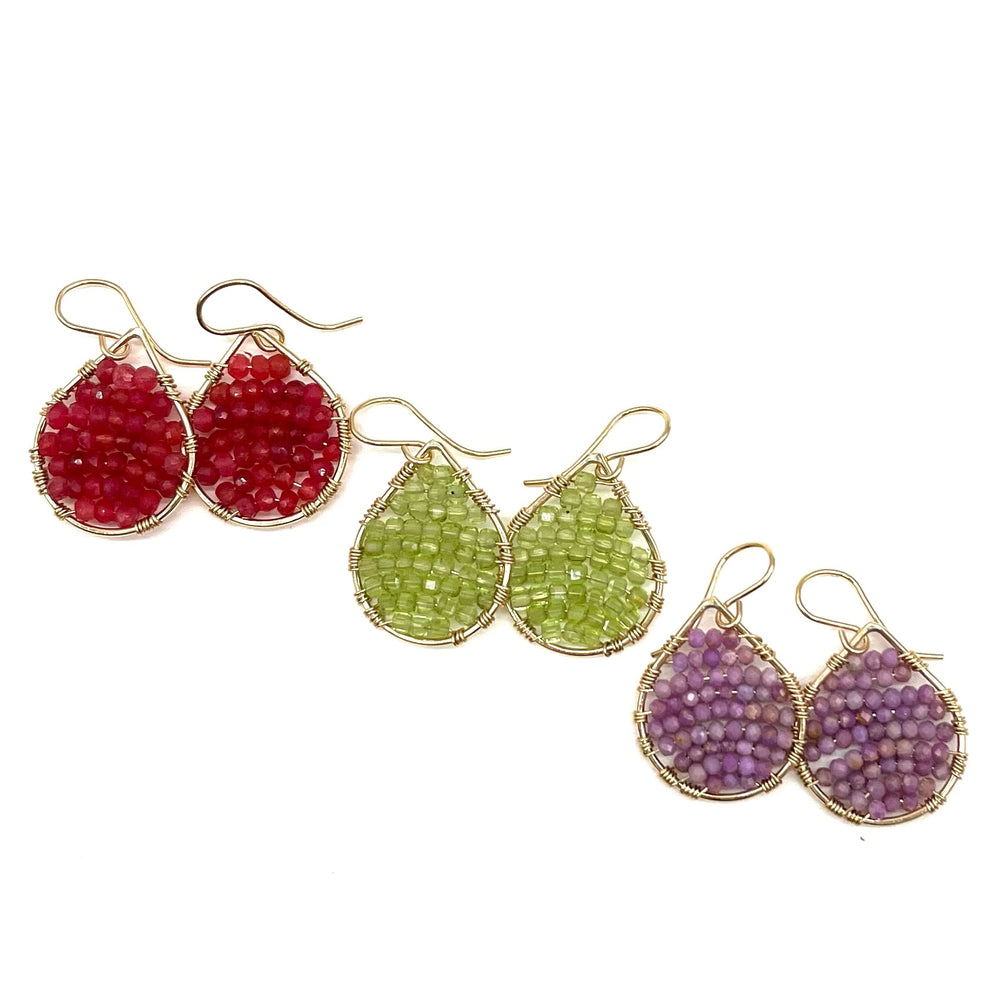 
            
                Load image into Gallery viewer, Gold Teardrop Earrings in Natural Ruby, Small
            
        