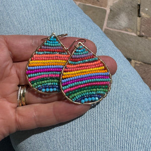Gold Teardrop Earrings in Aloha Rainbow, Medium