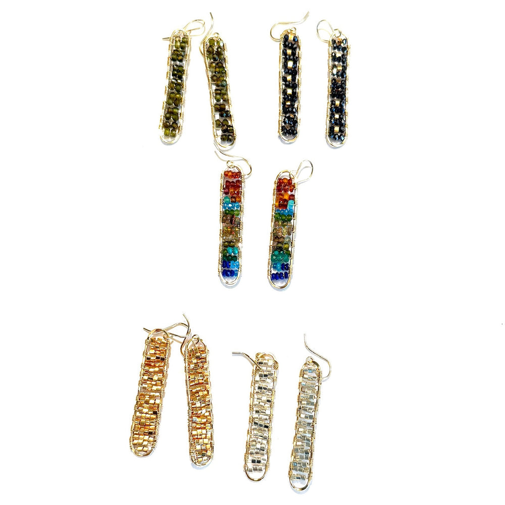 Gold Long Loop Earring in Olive Zircon