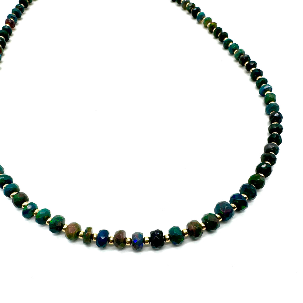 AAA+ Black Opal Heishi Necklace - 15.5"