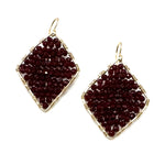 Gold Diamond Shape Earrings in Oxblood,  Medium