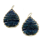 Gold Teardrop Earrings in Midnight Blues, Medium