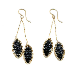 Gold Marquise Double Dangle Earrings in Midnight