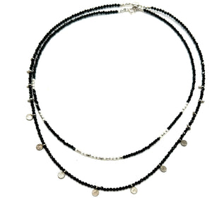 Layering Necklace - Midnight + Silver - 15"