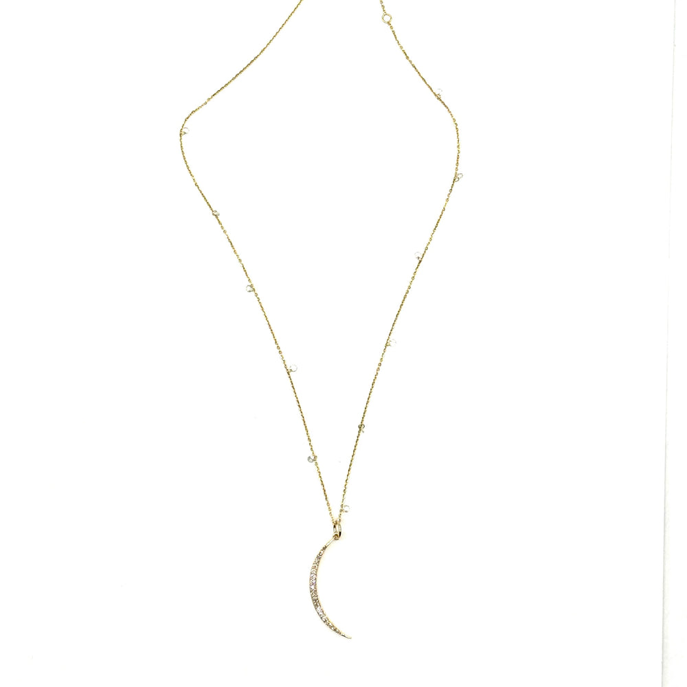 14K Gold + Diamond Moon Necklace