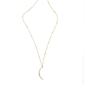 14K Gold + Diamond Moon Necklace