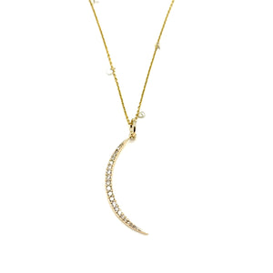 14K Gold + Diamond Moon Necklace