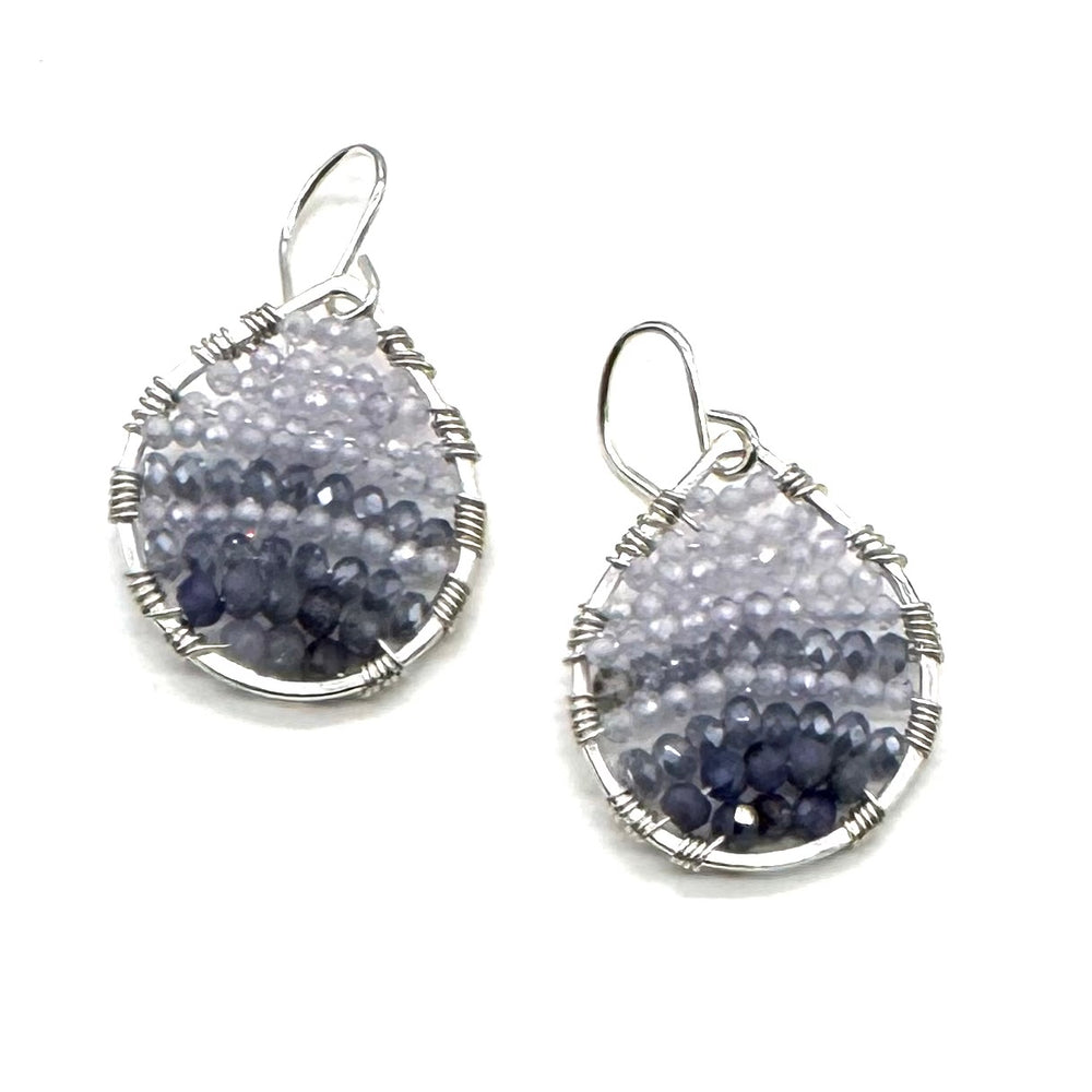 Silver Teardrop Earrings in Twilight , Small